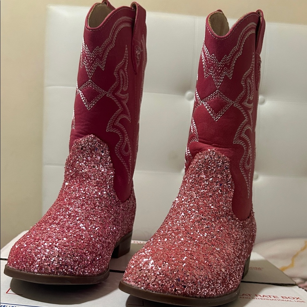 Roper Fuchsia Glitter Cowboy Boots